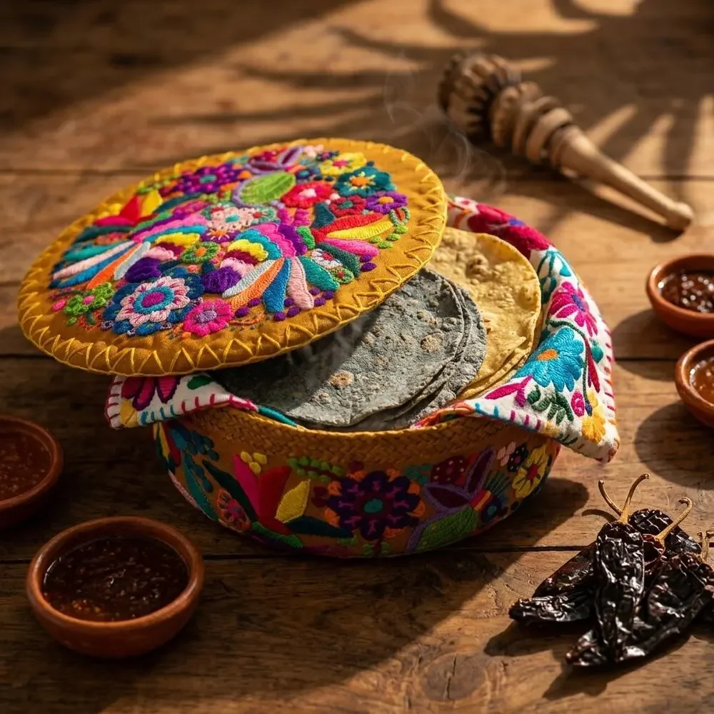 Mexican embroidered Tortillero tortilla warmer  10 in
